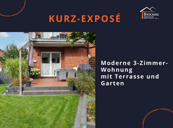 Immobilie in Vreden - Moderne 3-Zimmer-Wohnung  mit Terrasse und Garten - Bild 0