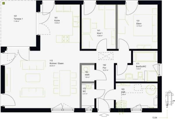 Immobilie in Kefenrod - Moderner Eck-Bungalow mit Freisitz - KfW-Effizienzhaus mit Eigenleistung und Bauplatz-Option! - Bild 1