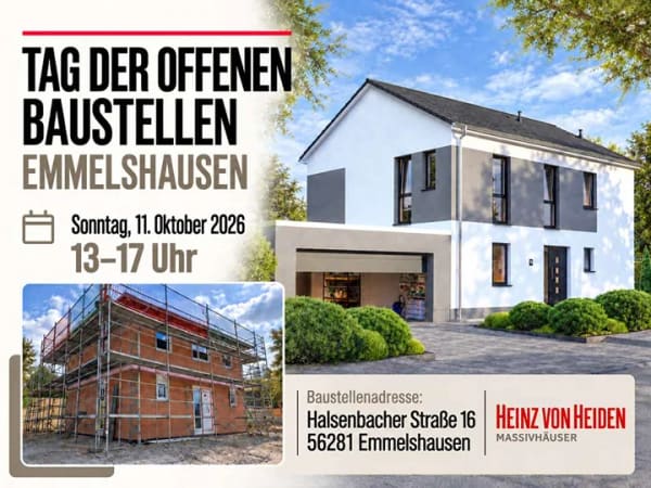 Immobilie in Rheinböllen - Tag der offenen Baustellen in Emmelshausen - 11.10.2026 - Bauen live erleben! - Bild 0
