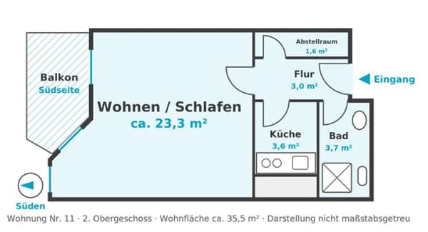 Immobilie in Neckarsulm - Kapitalanlage: Kompaktes 1-Zimmer-Apartment mit Südbalkon. - Bild 1