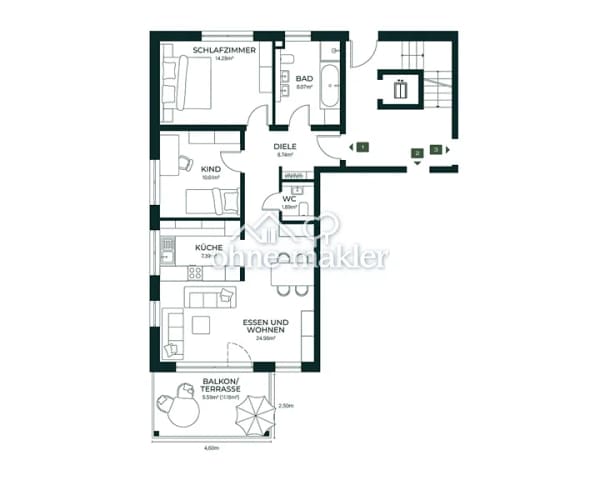 Immobilie in Gattendorf - Neubauwohnung in Gattendorf, 3-Zimmer mit Aufzug und Balkon - Bild 2