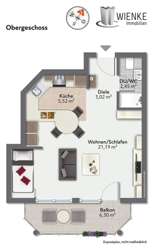 Immobilie in Wutöschingen - Balkon und Tiefgarage, Einbauküche, vermietet, Kapitalanlage  - Bild 1