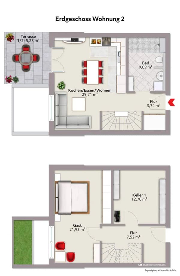Immobilie in Eresing - Ruhige Neubau Ergeschosswohnung mit direktem Zugang zu den Kellerräumen - Bild 1