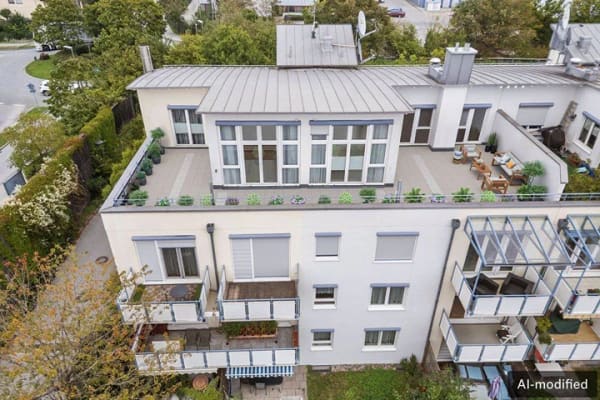 Immobilie in Feldkirchen - Penthouse mit Blick auf München - Geothermie, Südwestpanorama mit romantischer Abendsonne - Bild 0