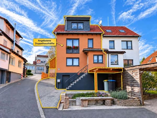 Immobilie in Sinntal - Kernsanierte Doppelhaushälfte, Einfamilienhaus mit großem Garten, zwei Garagen und Nebengebäude - Bild 0