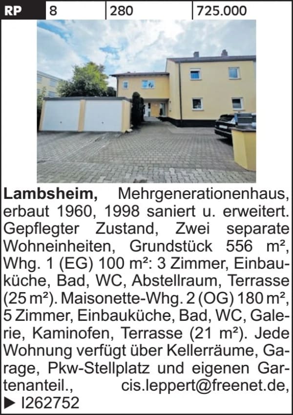 Immobilie in Lambsheim - Mehrgenerationenhaus in Lambsheim - Bild 1