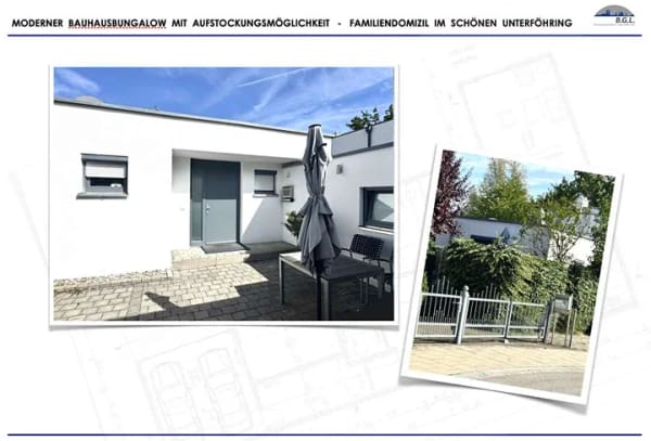 Immobilie in Unterföhring - EFH - moderner Bungalow im Bauhausstil mit großem Baurecht  - Bild 0