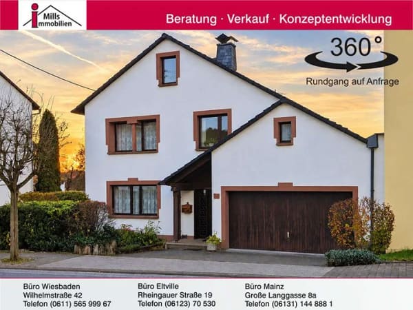 Immobilie in Rüdesheim am Rhein - Großes freistehendes Einfamilienhaus mit Fernblick + traumhaftem weiter bebaubarem Grundstück - Bild 0