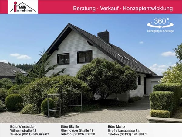 Immobilie in Schlangenbad - Attraktives freistehendes Einfamilienhaus mit großem Garten und Weitblick in schöner Ortsrandlage - Bild 0