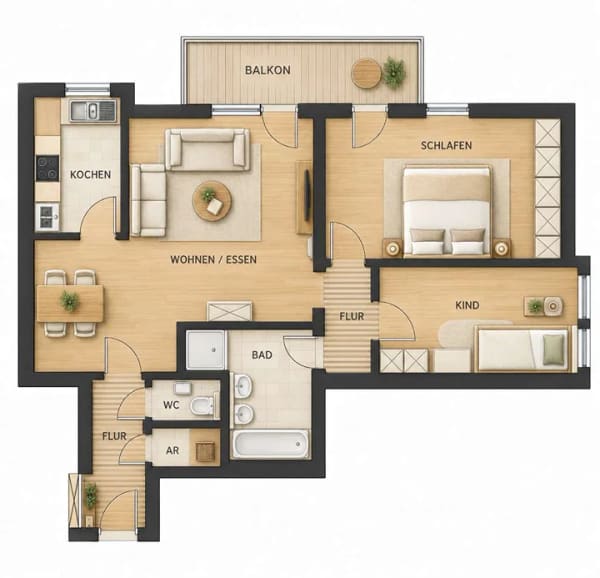 Immobilie in Sandhausen - 3- Zimmer Wohnung mit Balkon in Sandhausen * vermietet * - Bild 2