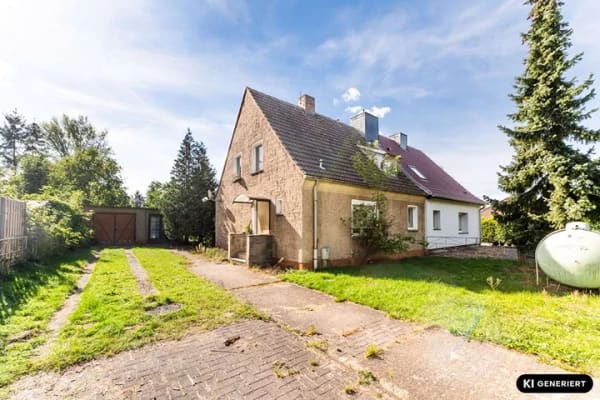 Immobilie in Nünchritz - Doppelhaushälfte mit Entwicklungspotenzial in direkter Waldlage: mit Garten, Terrasse & Garage! - Bild 2