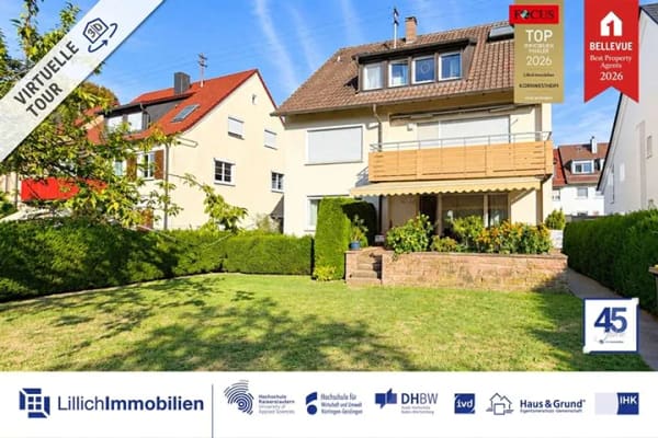 Immobilie in Kornwestheim - Ohne Käuferprovision: Freistehendes Mehrfamilienhaus mit 3 Wohneinheiten und großem Garten - Bild 0
