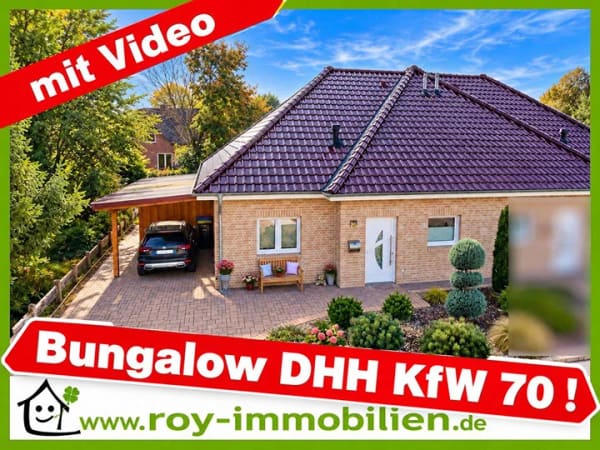 Immobilie in Dörpen - +++ Bungalow-DHH, KfW 70, DG ausbaubar, ruhige Stadtrand-Lage, Garten Südseite !+++ - Bild 0