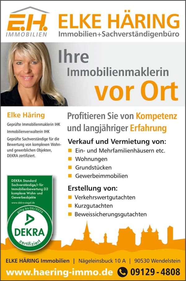 Immobilie in Wendelstein - Moderne, schöne 3 Zimmer Wohnung mit Balkon, inkl. EBK in zentraler Lage von Wendelstein. - Bild 1