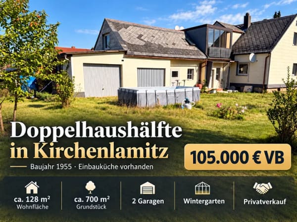 Immobilie in Kirchenlamitz - DHH mit 700 qm Grundstück und 2 Garagen - Bild 0