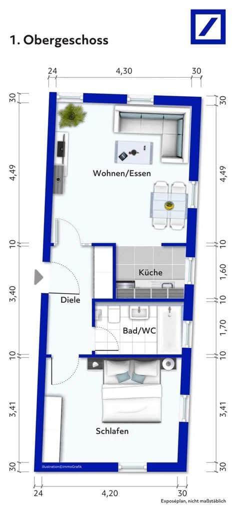 Immobilie in Hessigheim - Für Immobiliensammler oder als Einsteigerwohnung: Helle 2-Zimmer-Wohnung in Hessigheim mit Stellpla - Bild 1