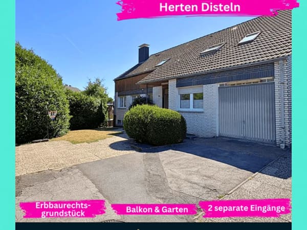 Immobilie in Herten - Zweifamilienhaus mit zwei separaten Eingängen in Herten-Disteln auf Erbbaurecht mit Kaufoption! - Bild 0