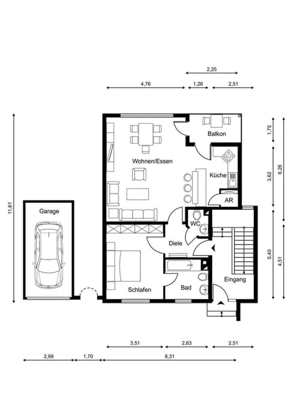 Immobilie in Sinzig - Bad Bodendorf - 2 Zi.-Wohnung mit Terrasse + kleiner Garten +  sep. Appartement im Keller und Garage - Bild 1