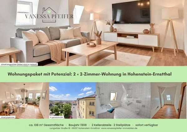 Immobilie in Hohenstein-Ernstthal - Wohnungspaket mit Potenzial: 2 × 2-Zimmer-Wohnung in Hohenstein-Ernstthal - Bild 0