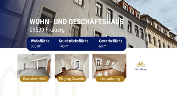 Immobilie in Freiberg - Wohn- und Geschäftshaus mit etablierter Vermietungsstruktur im historischen Stadtkern von Freiberg - Bild 0
