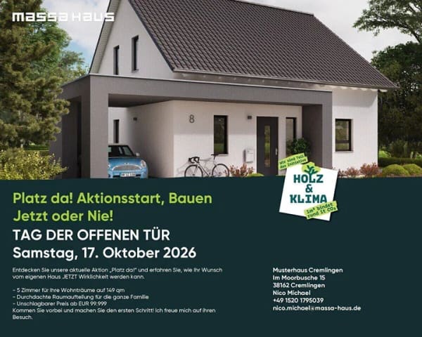 Immobilie in Hecklingen - Platz da! Aktionsstart, Bauen Jetzt oder Nie! TAG DER OFFENEN TÜR - 10-18 Uhr, Samstag, 17. Oktober 2026 - Bild 0
